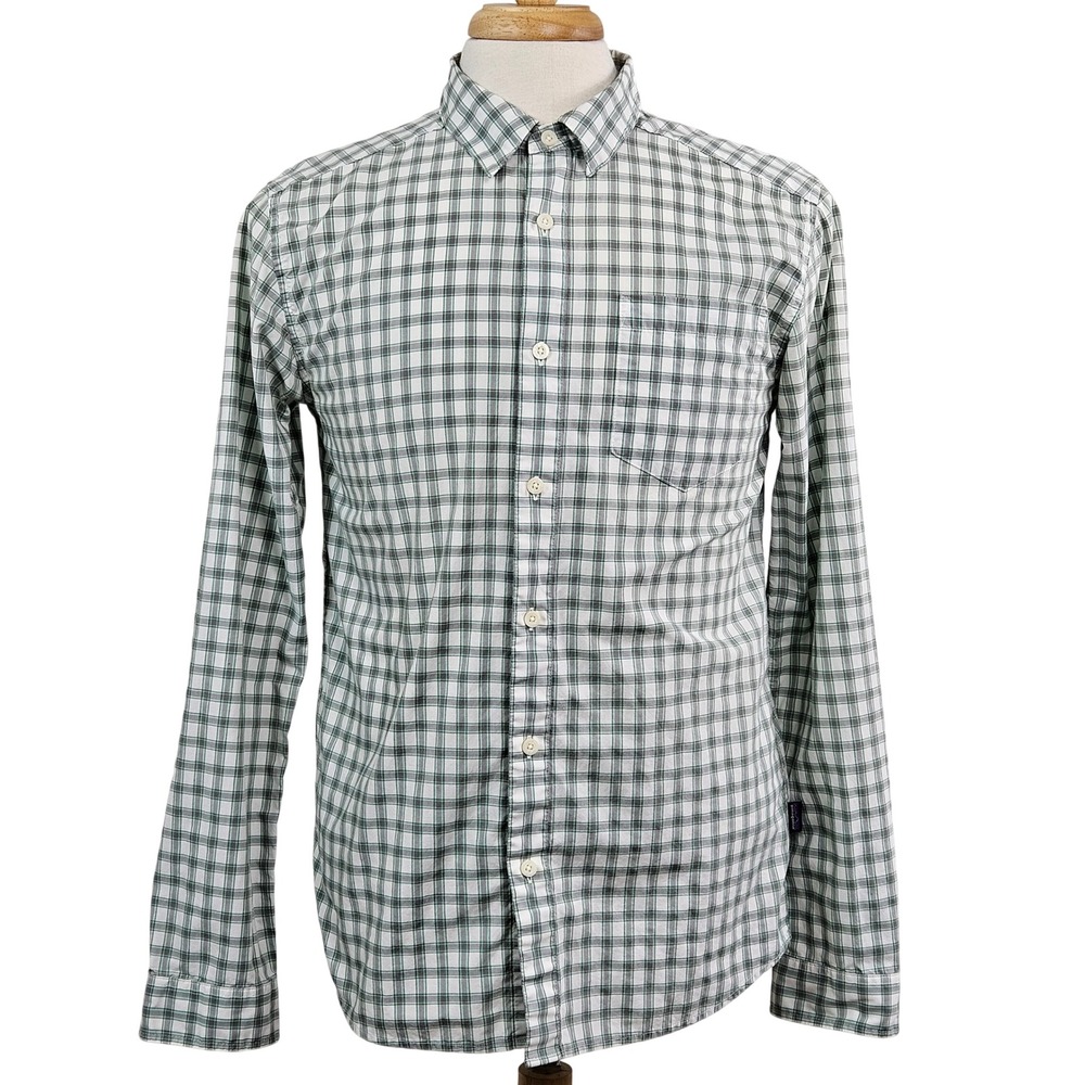 Patagonia Green Plaid Button Down Organic Cotton Shirt Mens Medium